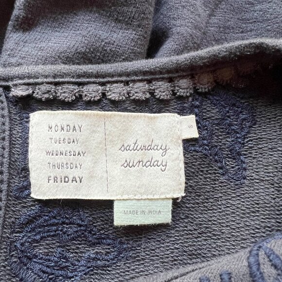 Anthropologie Saturday Sunday Size S Gray Ellie Long Sleeve Embroidered Dress - Picture 4 of 16